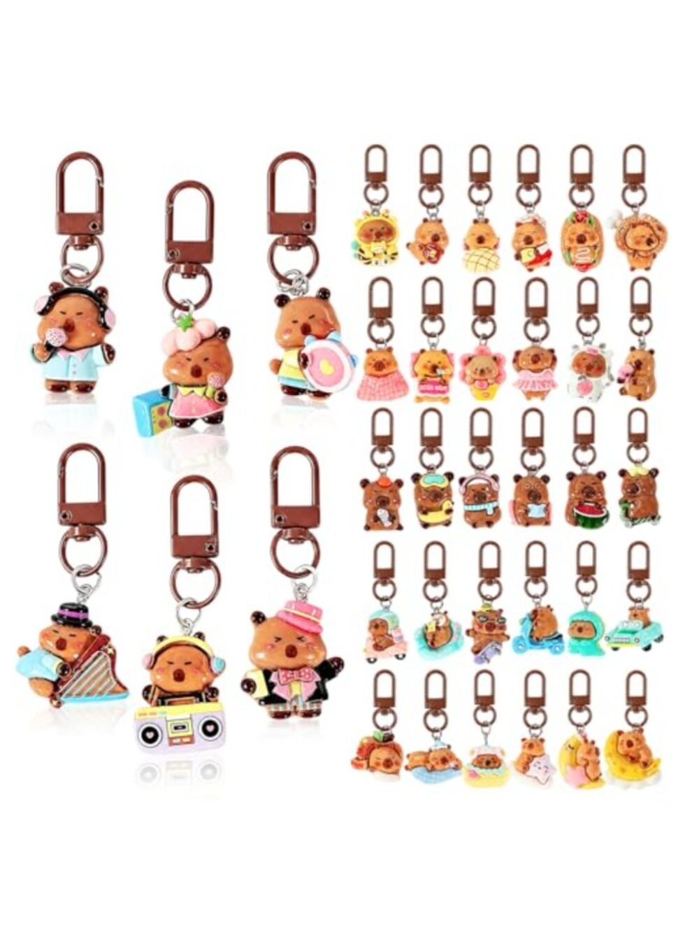 36 Pcs Capybara Keychains Bulk Party Favors Classroom Prizes Resin Charms